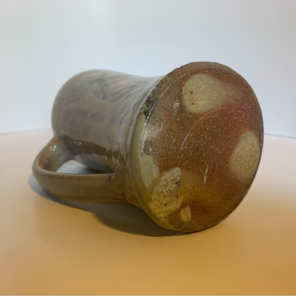 Glazed pottery coffee mug, pastel colors 5 1/2”, diamond pattern painted - Picture 12 of 12